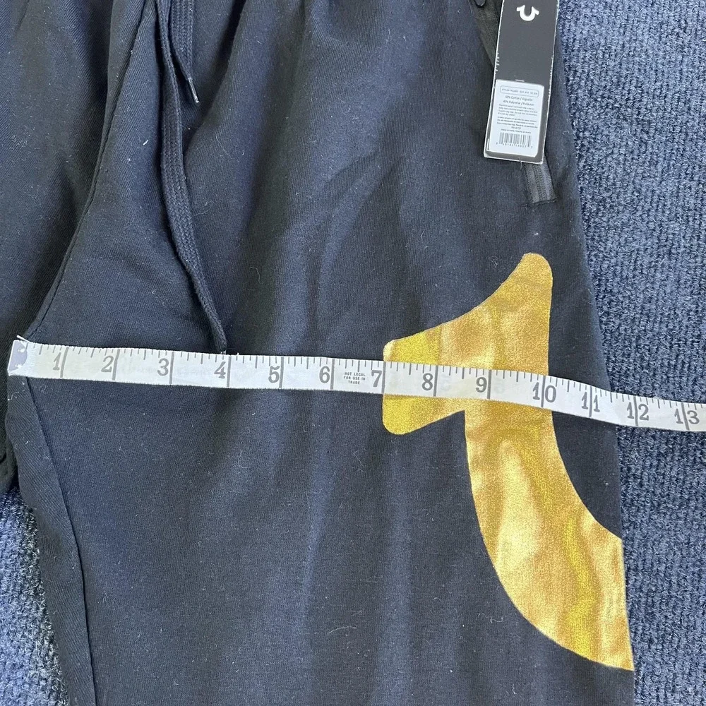 True Religion‎ Pants Mens Small Black Joggers Loungewear Gold Logo Sweatpants